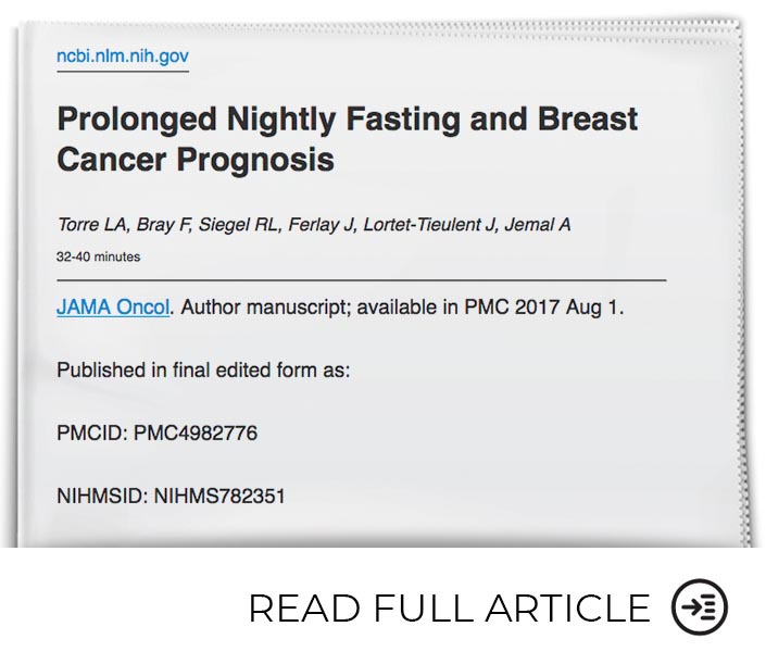 Fasting Has Positive Impacts on Breast Cancer Prognosis